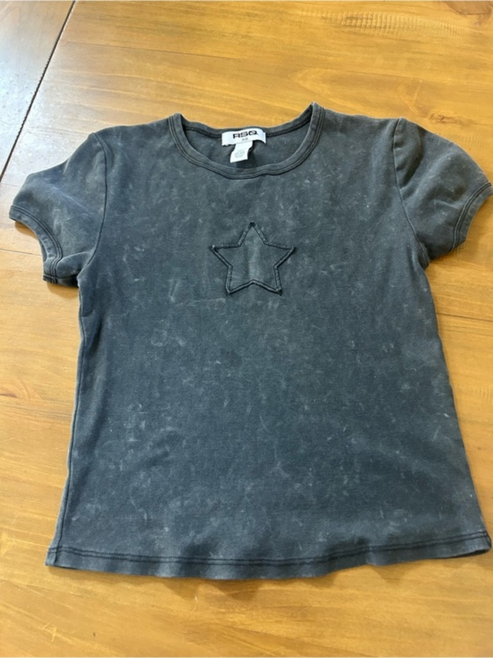 RSQ Black Short Sleeve Baby Tee with Star Appliqués